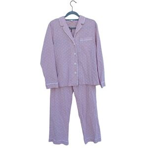 Haven Well Within Pink Button Down Pajamas, Swiss‎ Dot, Poplin, Sz XS